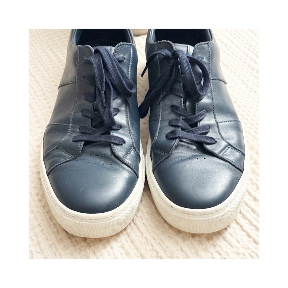 GREATS BROOKLYN NAVY LEATHER  Sneaker Mens Navy Lace Up Italy 12.5 - Picture 3 of 7